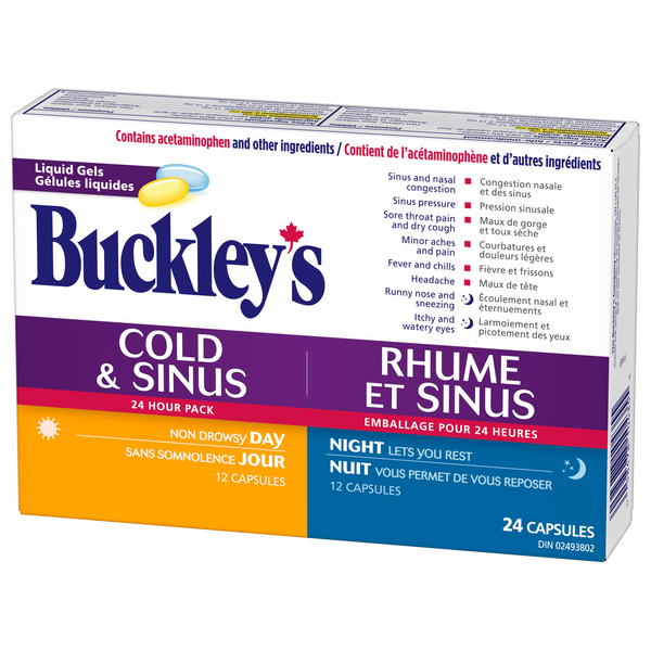 Buckley’s Cold & Sinus 24 Hour Pack 24 Liquid Gels (Day/Night)