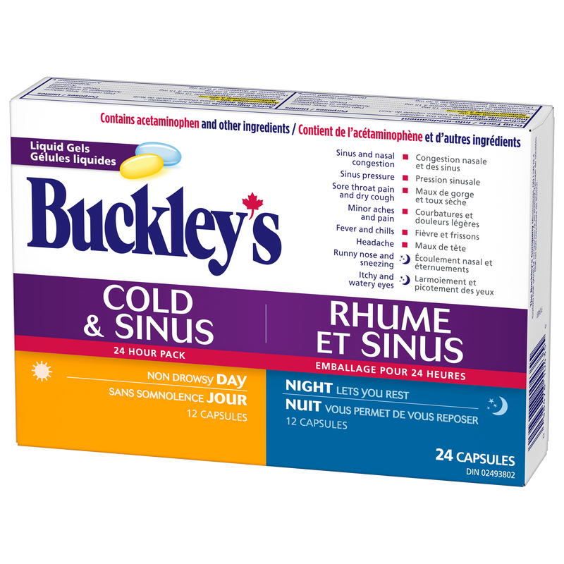 Buckley’s Cold & Sinus 24 Hour Pack 24 Liquid Gels (Day/Night)