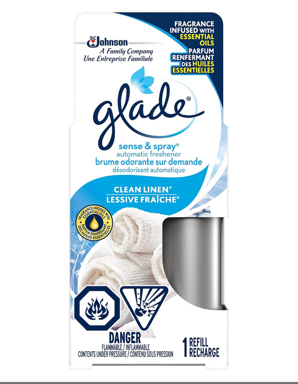 Glade Sense and Spray Air Freshener/Odor Eliminator, Clean Linen - 1 Refill