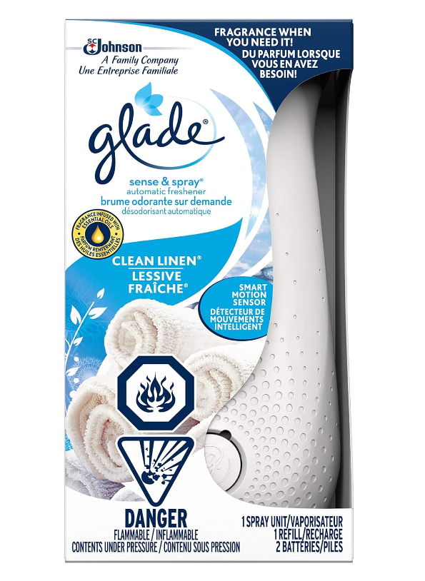 Glade Sense and Spray Air Freshener/Odor Eliminator, Clean Linen - 1 KIT