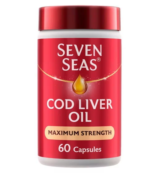 Seven Seas Cod Liver Oil Max Strength Omega-3 Fish Oil & Vitamin D 60 Capsules