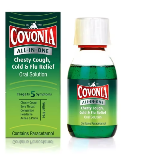Covonia All-In-One Chesty Cough, Cold & Flu Relief Oral Solution - 160ml