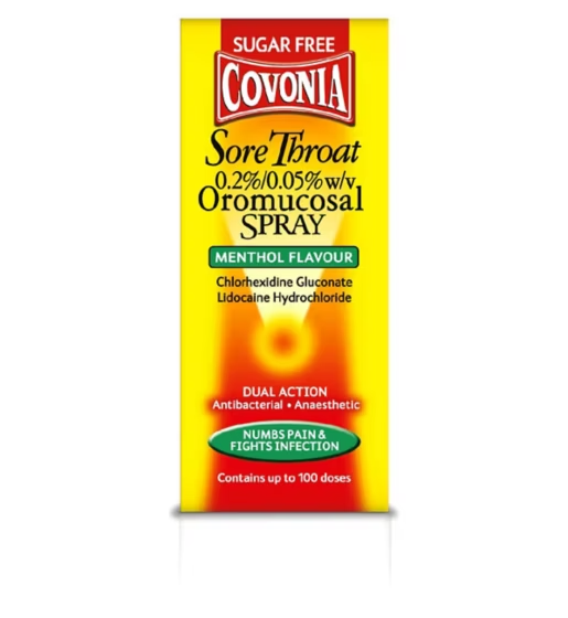 Covonia Sore Throat 0.2%/0.05% w/v Oromucosal Menthol Spray 30 ml