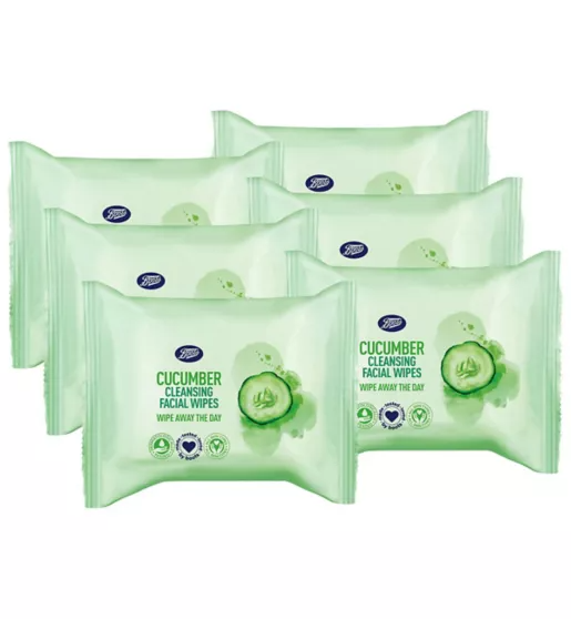 Boots Cucumber Cleansing Facial Wipes Bundle (6 Packs)
