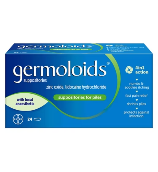 Germoloids Hemorrhoid  Suppositories - 24 suppositories