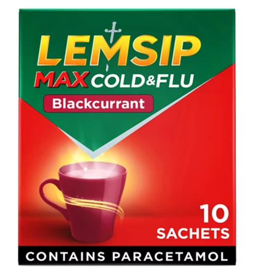 Lemsip Max Cold and Flu relief - Blackcurrant flavour - 10 sachets