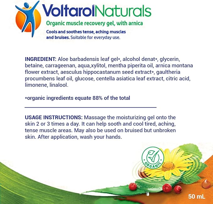 Voltarol (Voltaren) Naturals Organic Muscle Recovery Gel with Arnica 100ml (3.5oz)