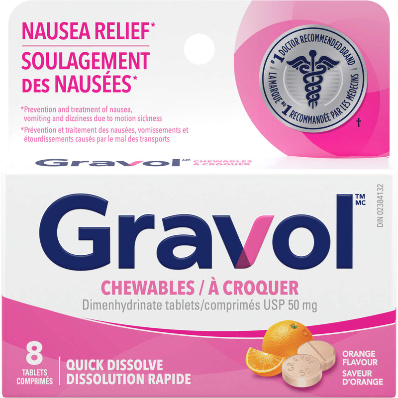 Gravol Quick Dissolve Chewable 8 Tablets